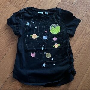 Gap Kids Girls Flippy Sequin Solar System Short Sleeve Tee Shirt Size S Small